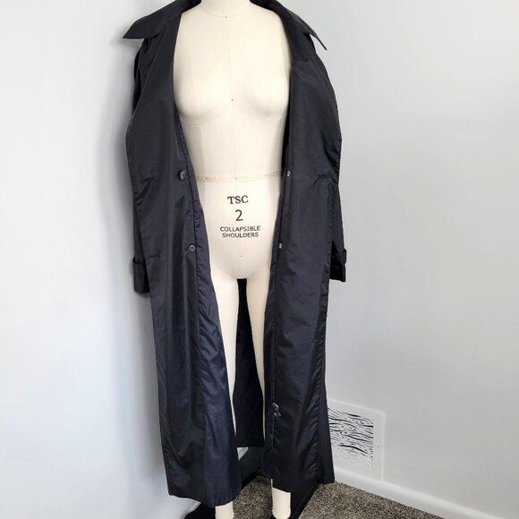 Vintage Y2K Maggie Lawrence Trench Coat Size 6 – Classic Black Belted Rain Coat - Picture 6 of 12